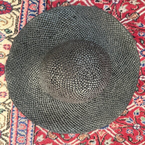 NWT DOEN TAFT BLACK RAFFIA WOVEN HAT S/M - Picture 4 of 9